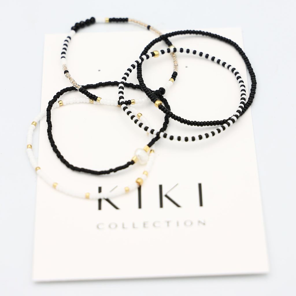 Beaded Bracelet - 5 Pack - Chalk and Charcoal