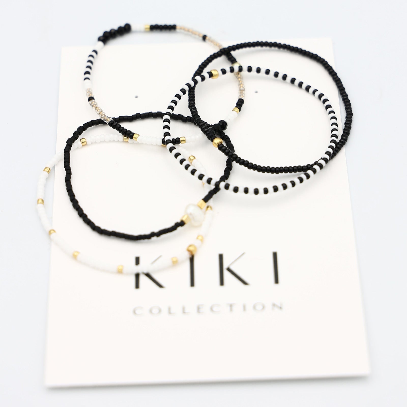 Beaded Bracelet - 5 Pack - Chalk and Charcoal