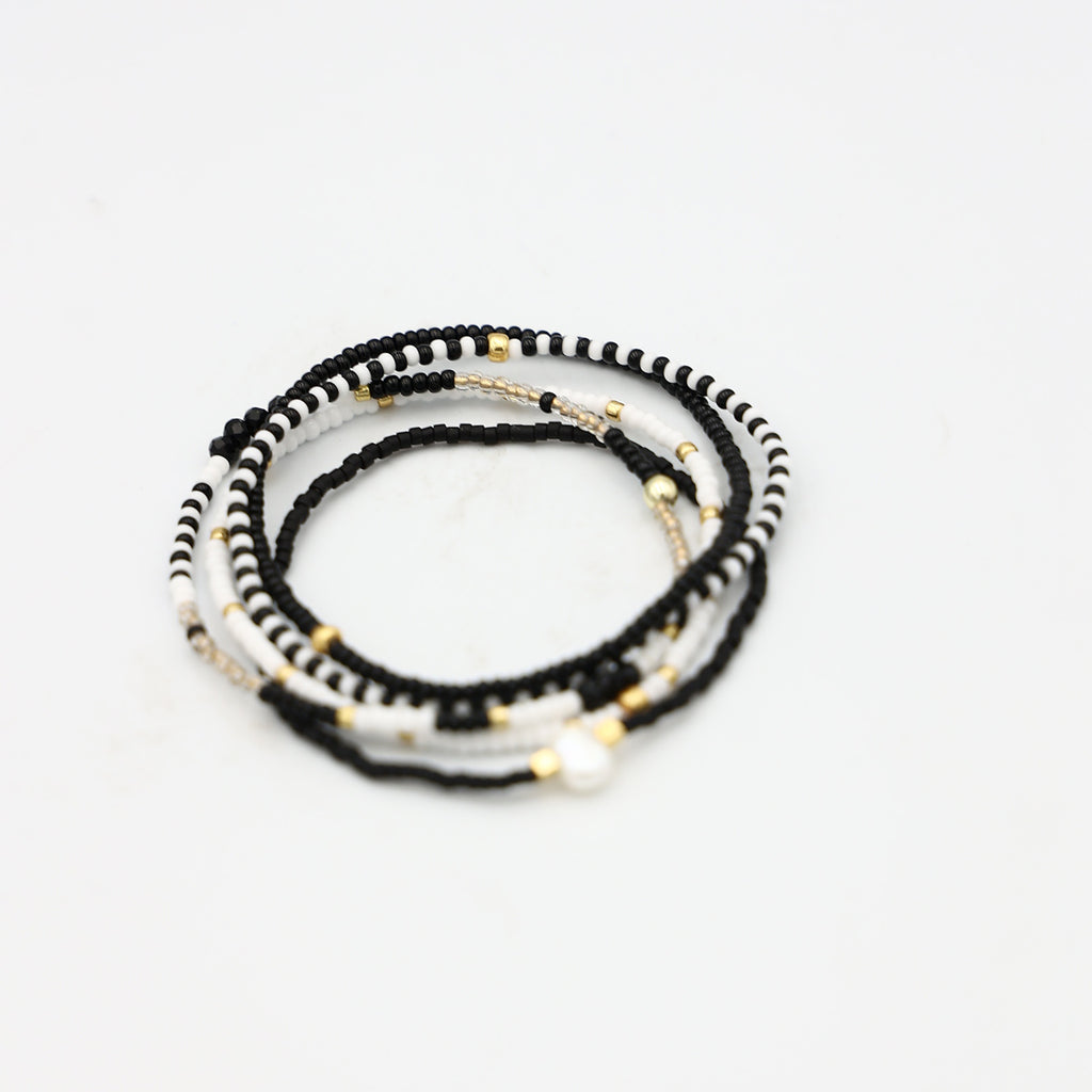 Beaded Bracelet - 5 Pack - Chalk and Charcoal