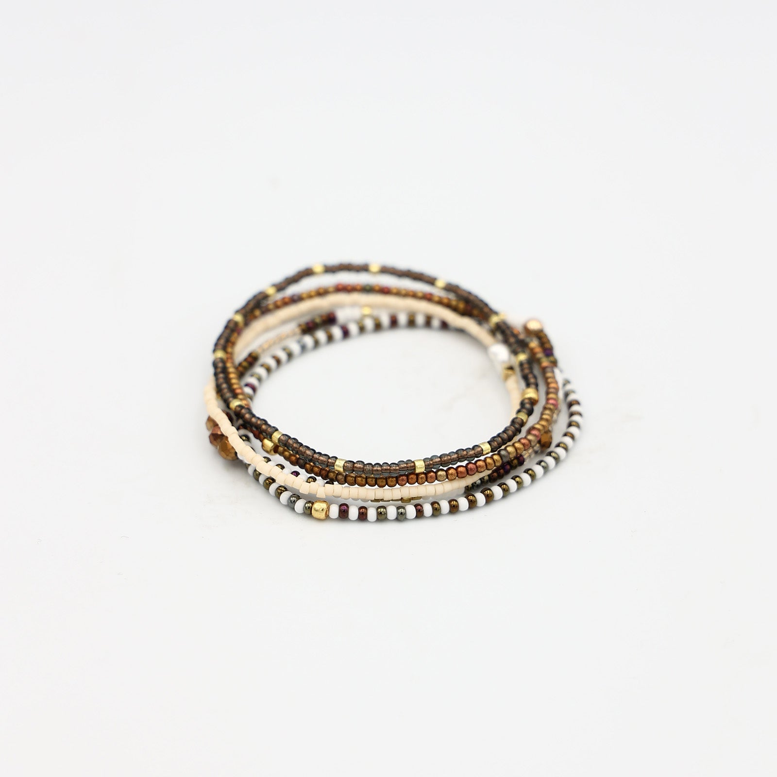 Beaded Bracelet - 5 Pack - Turkish Coffee