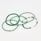 Beaded Bracelet - 5 Pack - Green + Gold