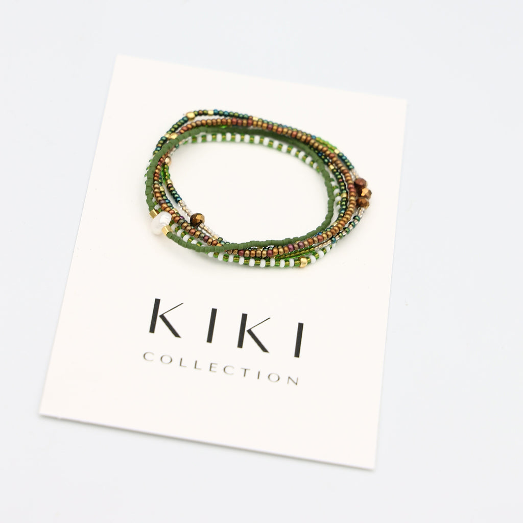 Beaded Bracelet - 5 Pack - Olive Clearing