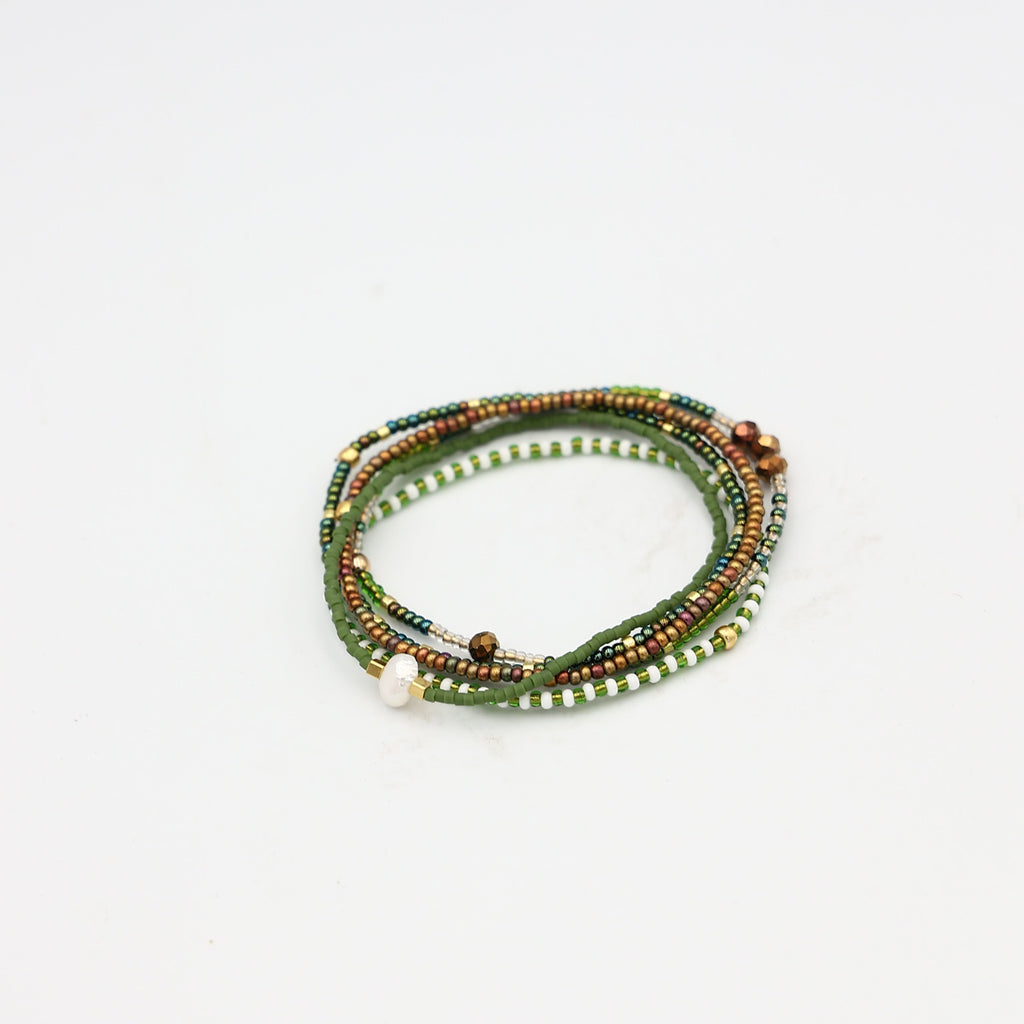 Beaded Bracelet - 5 Pack - Olive Clearing