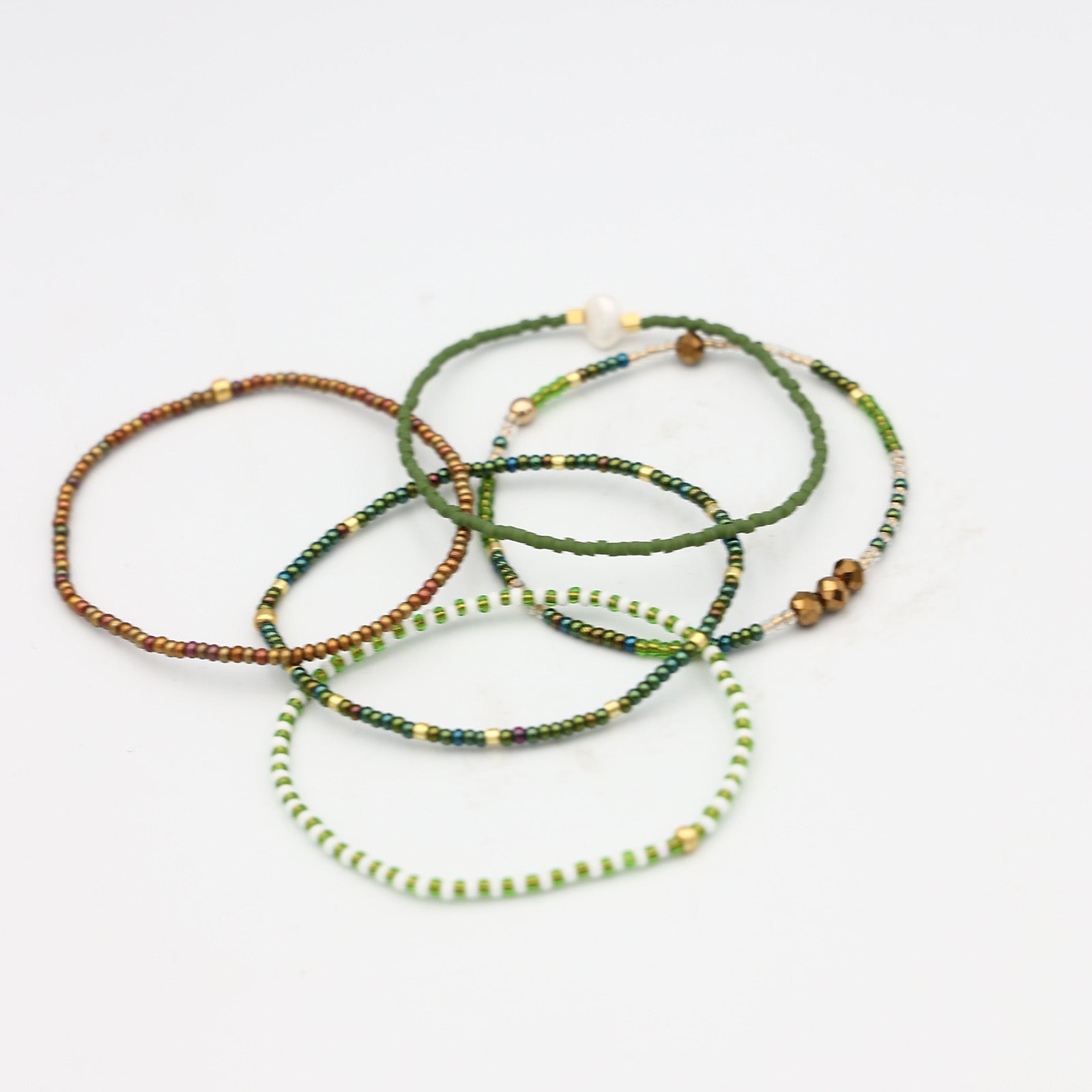 Beaded Bracelet - 5 Pack - Olive Clearing