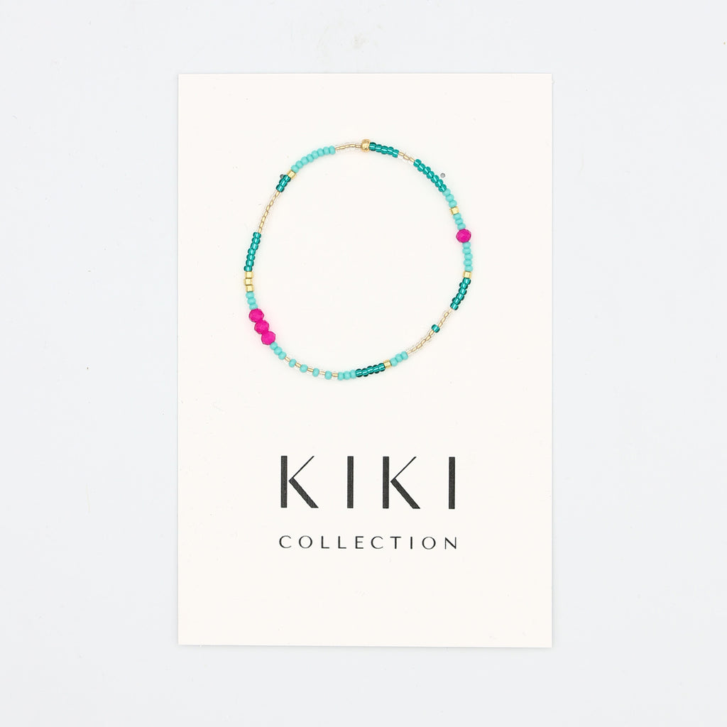 Single Beaded Bracelet - Metallic Seaweed