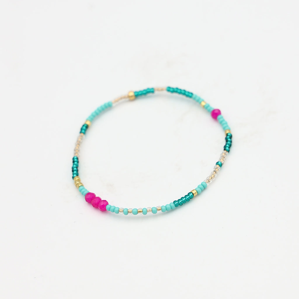 Single Beaded Bracelet - Metallic Seaweed