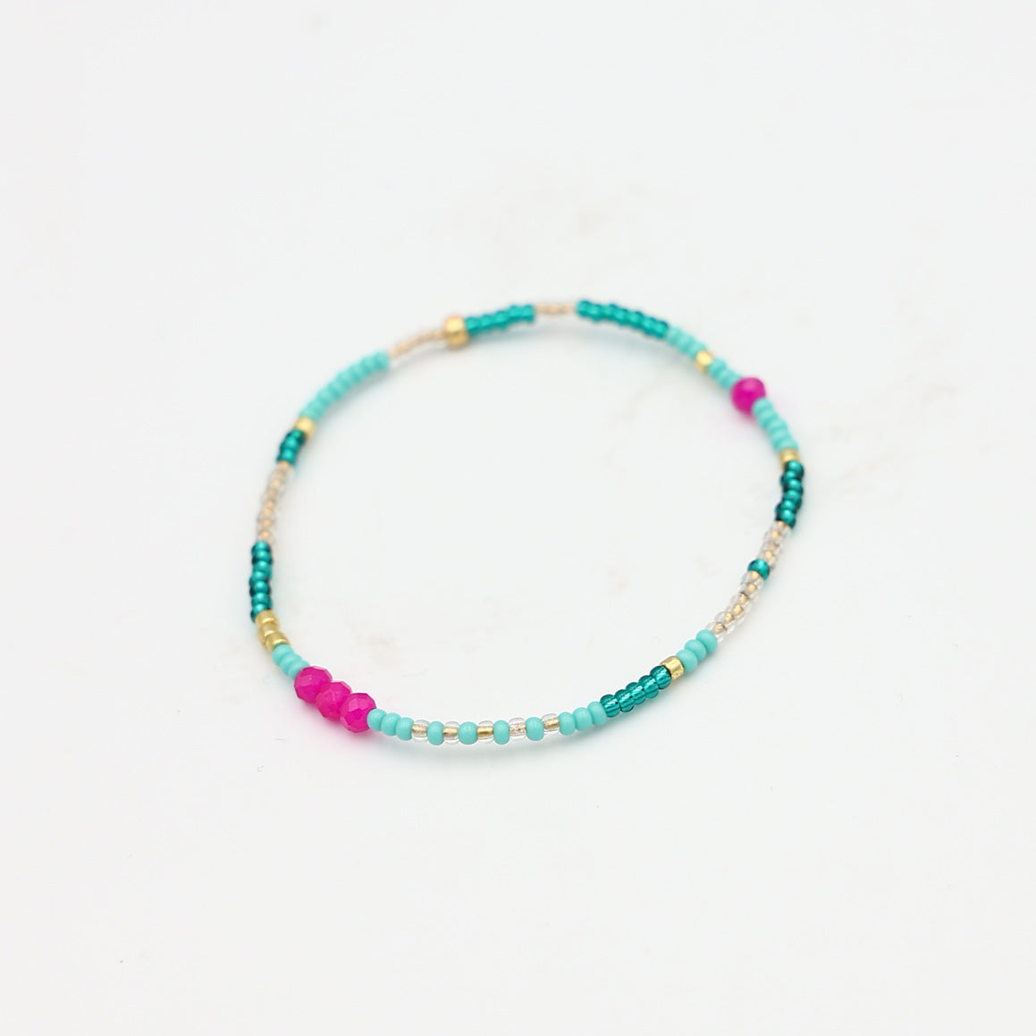 Single Beaded Bracelet - Metallic Seaweed