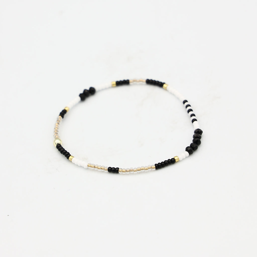 Single Beaded Bracelet - Chalk and Charcoal