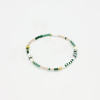 Single Beaded Bracelet - Green + Gold