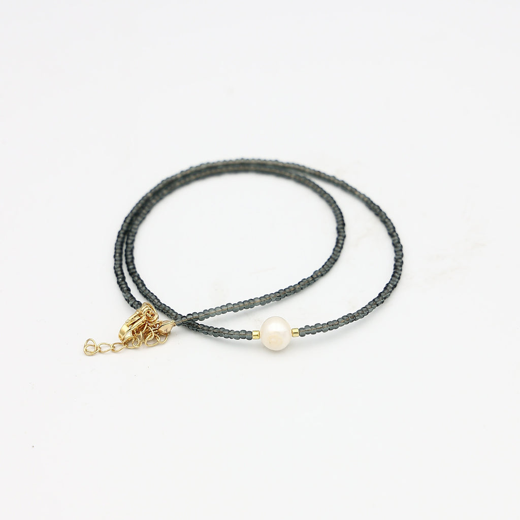 Beaded Necklace - Caviar