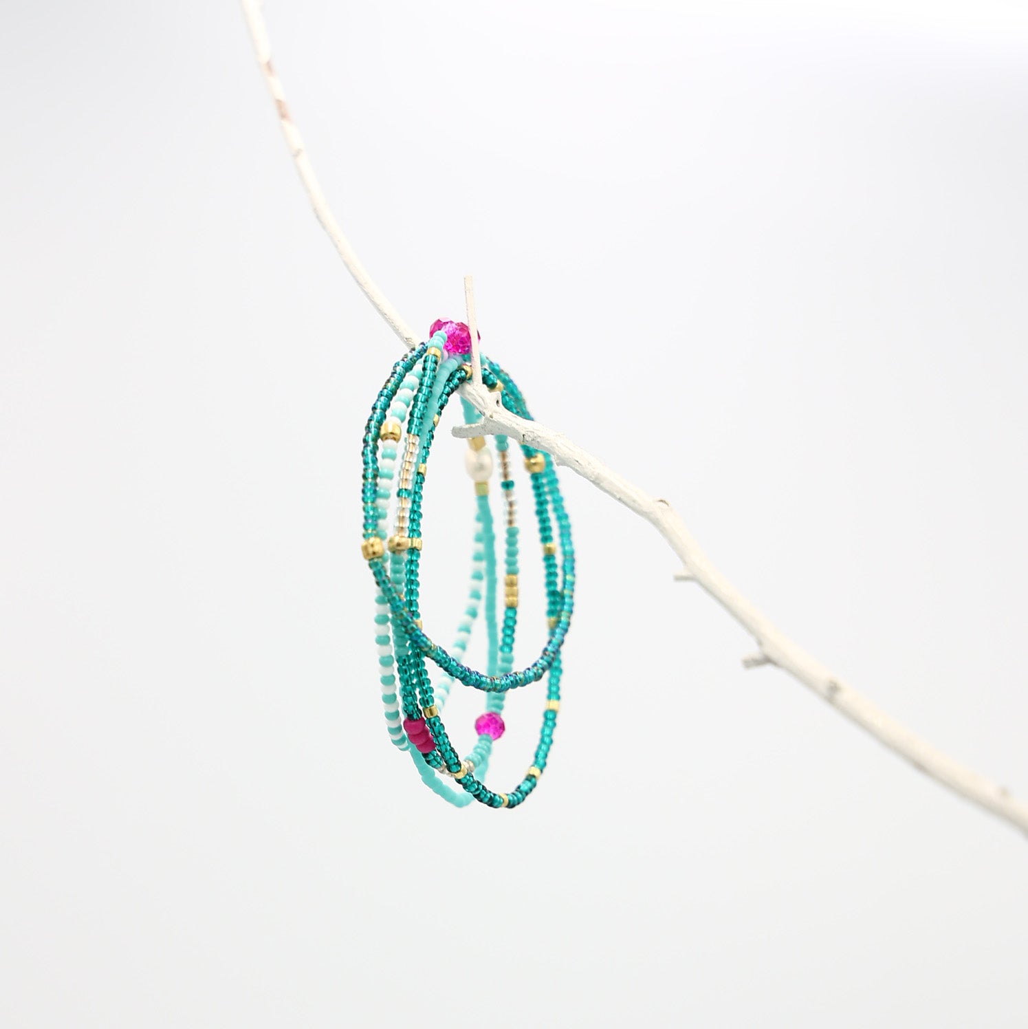 Beaded Bracelet - 5 Pack - Metallic Seaweed