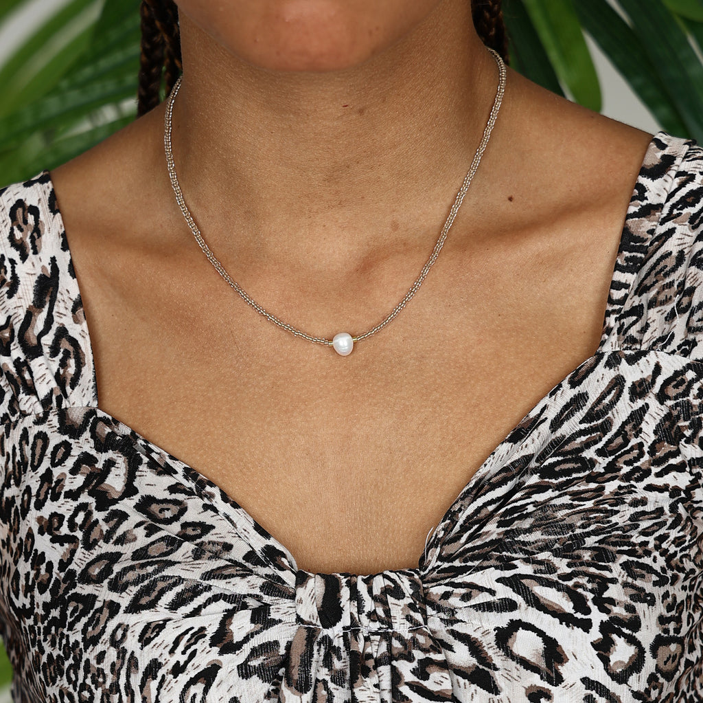 Beaded Necklace - Champagne