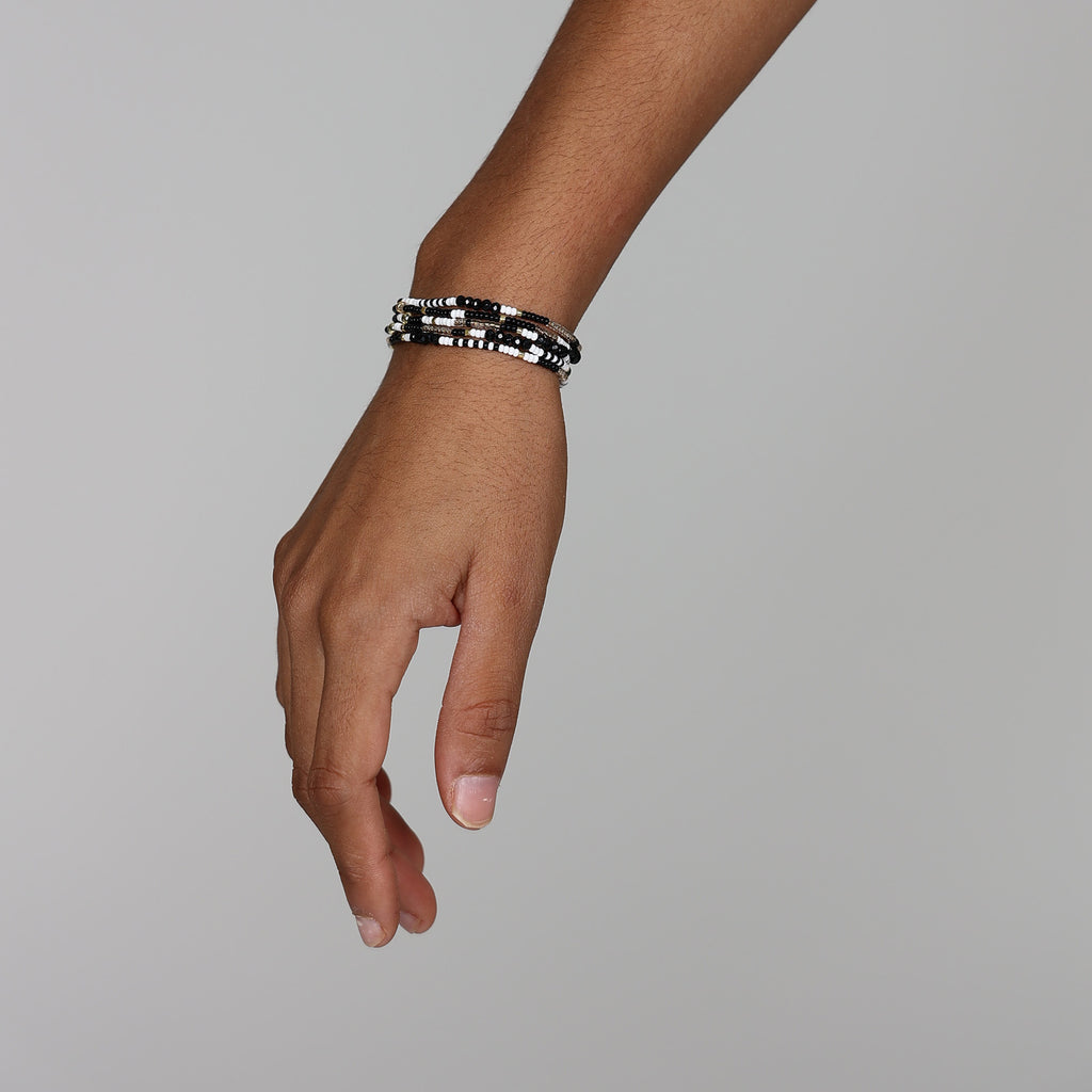 Beaded Bracelet - 5 Pack - Chalk and Charcoal