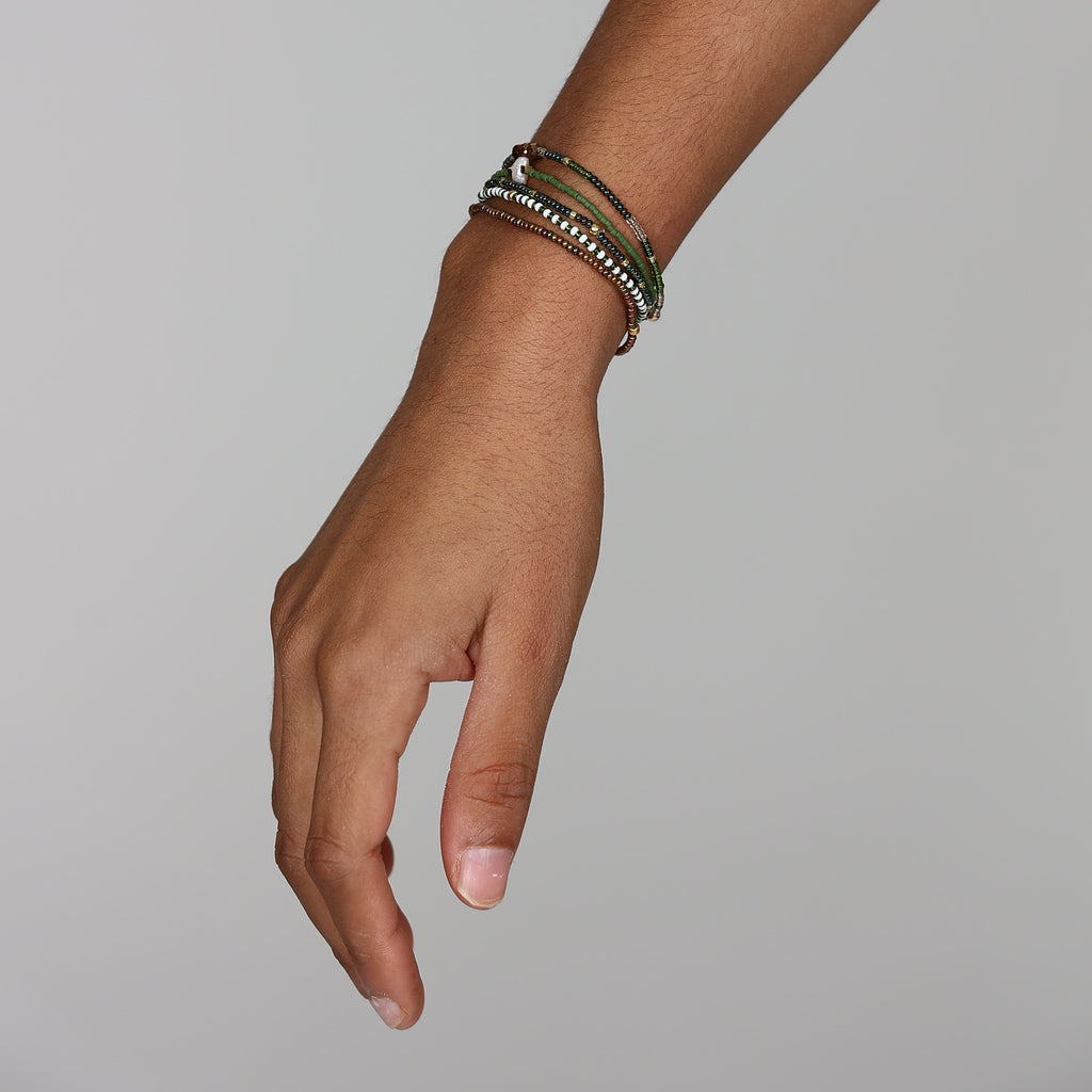 Single Beaded Bracelet - Olive Clearing