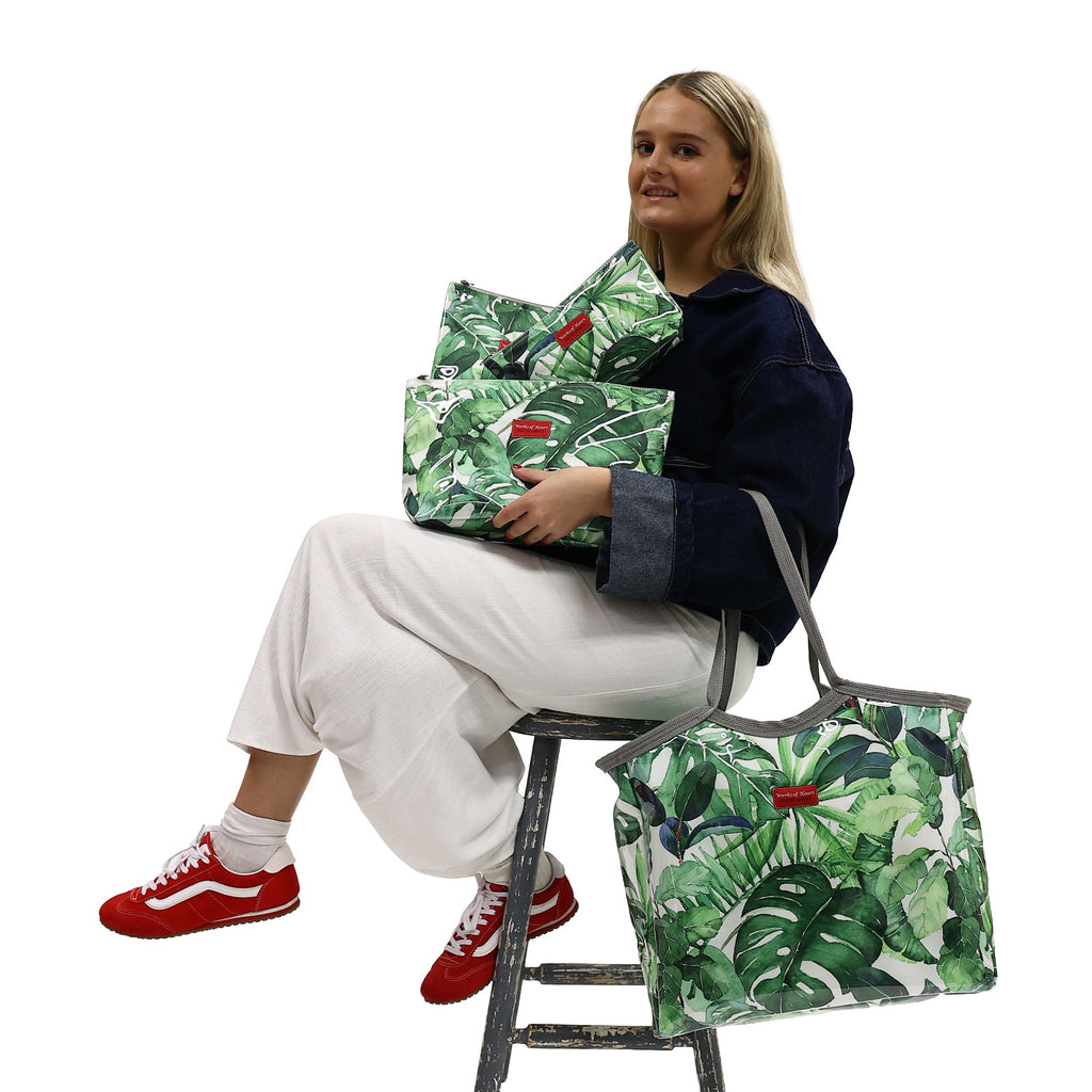 Zip Up Carry All Bag - Green Leaf