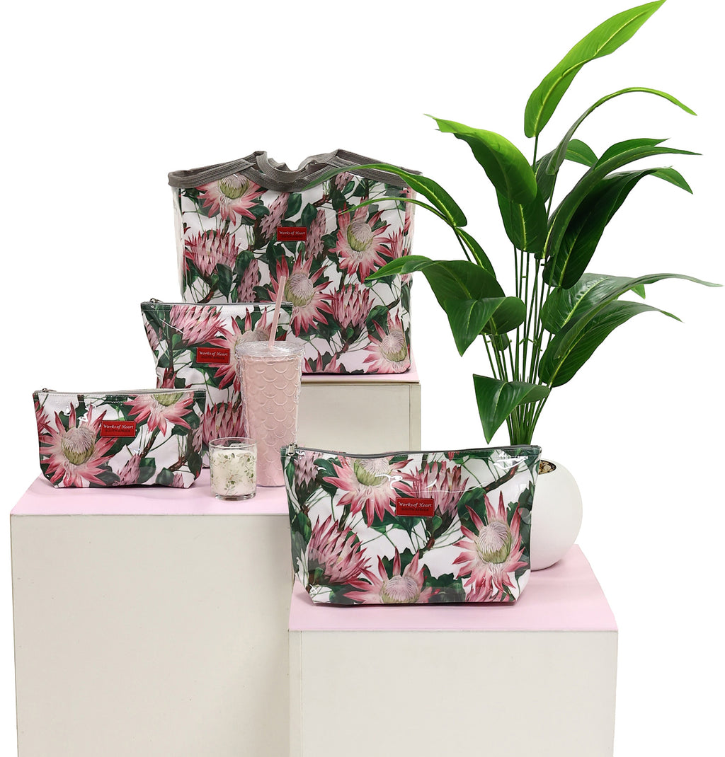 Medium Cosmetic Bag - Pink Protea