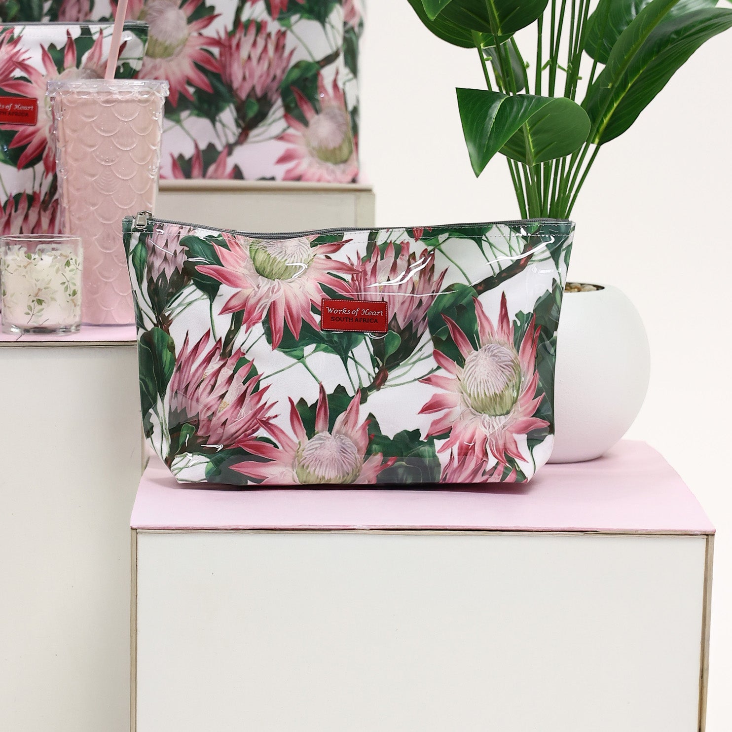 Large Shower Bag - Pink Protea