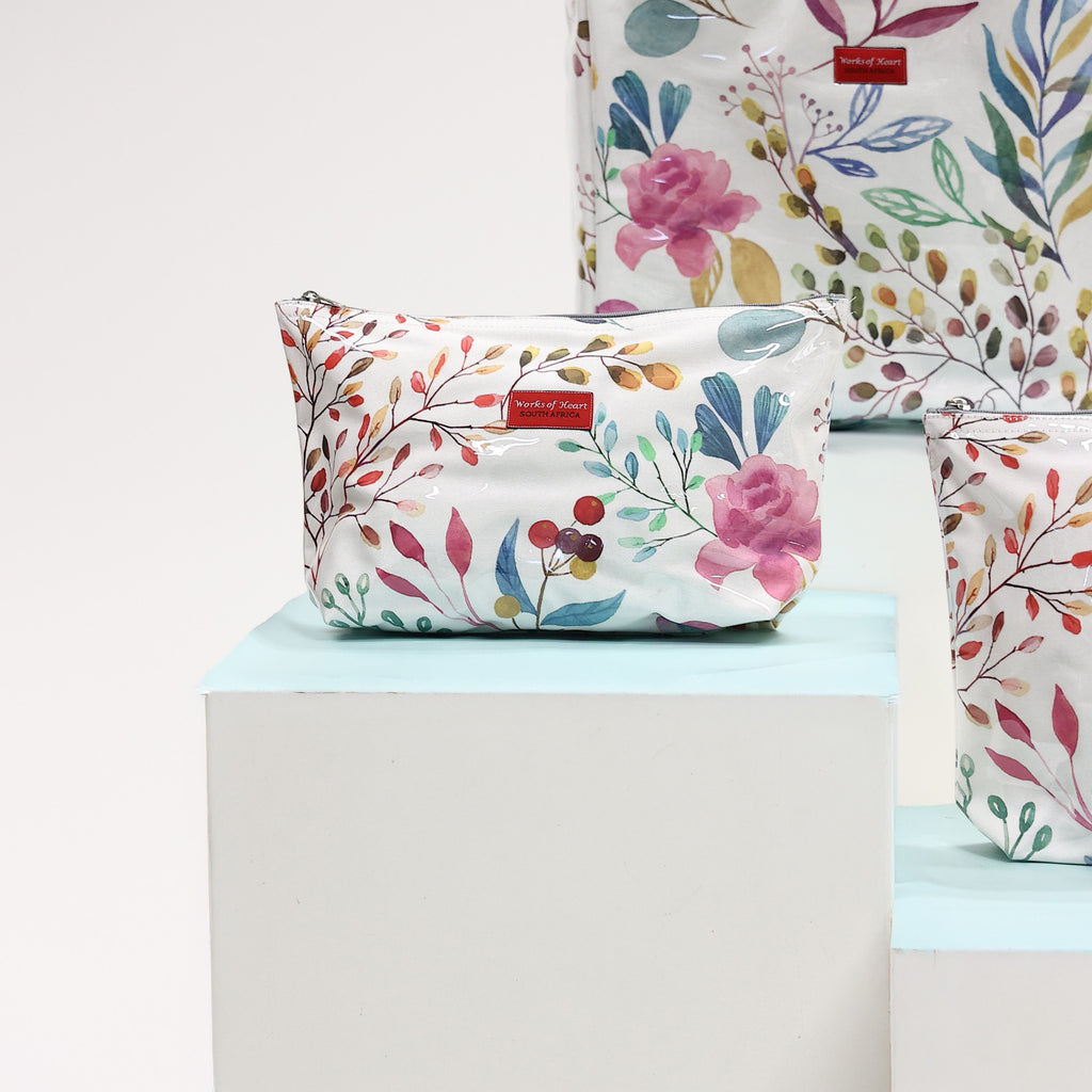 Large Shower Bag - White Leaf