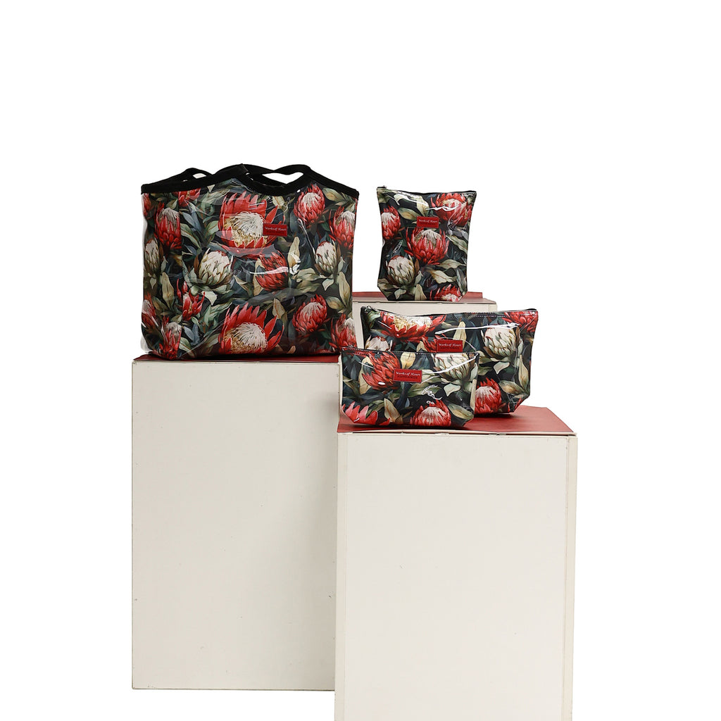 Medium Cosmetic Bag - Red Protea