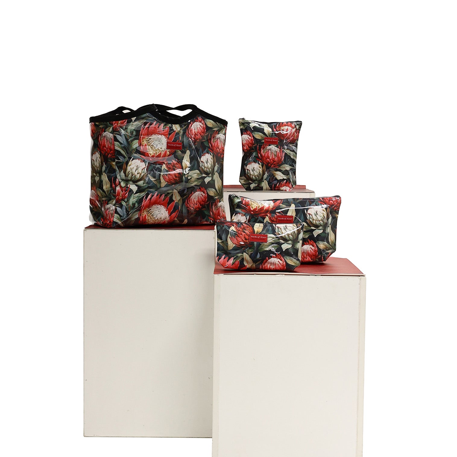 Medium Cosmetic Bag - Red Protea