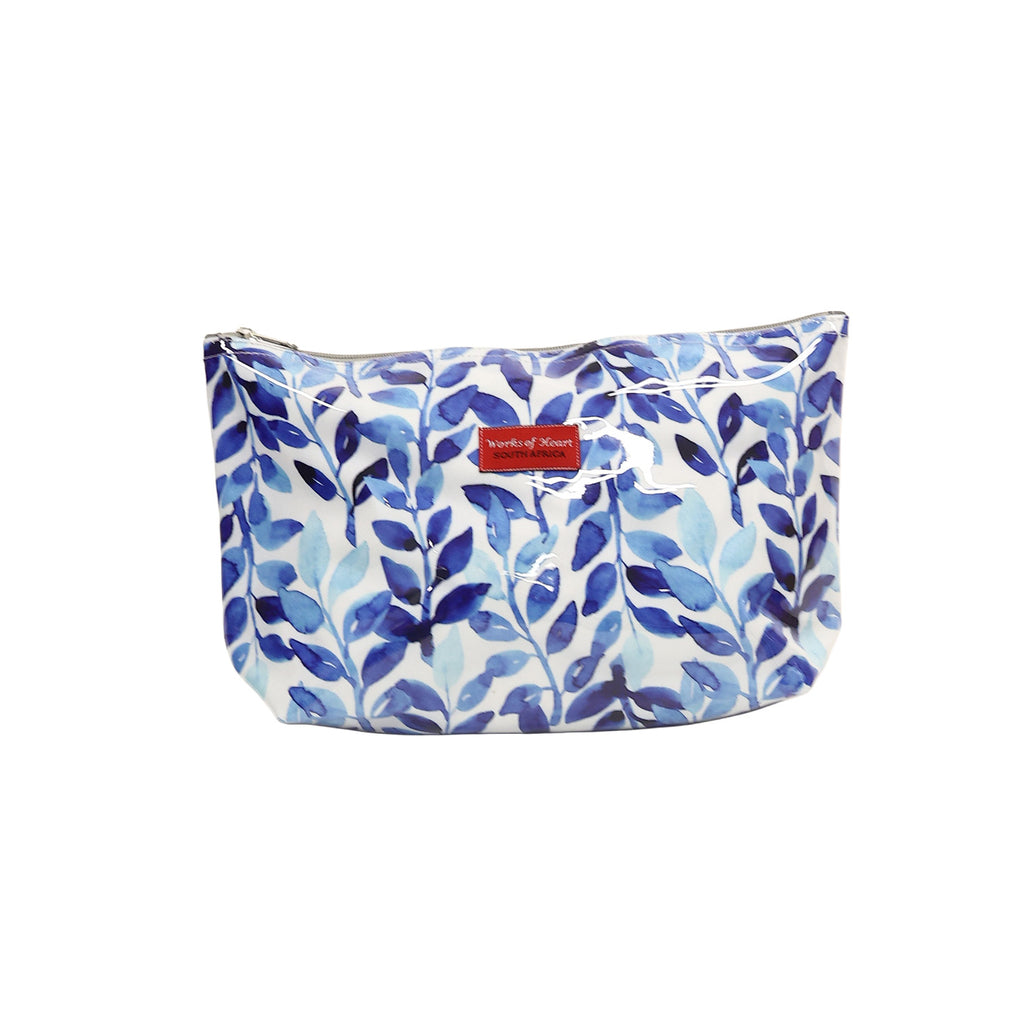 Large Shower Bag - Blue Leaf