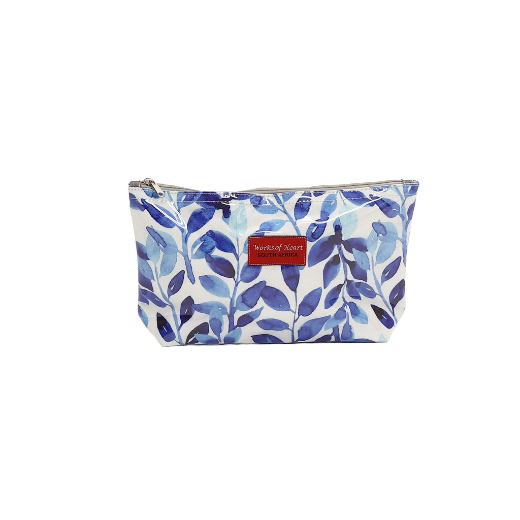 Medium Cosmetic Bag - Blue Leaf