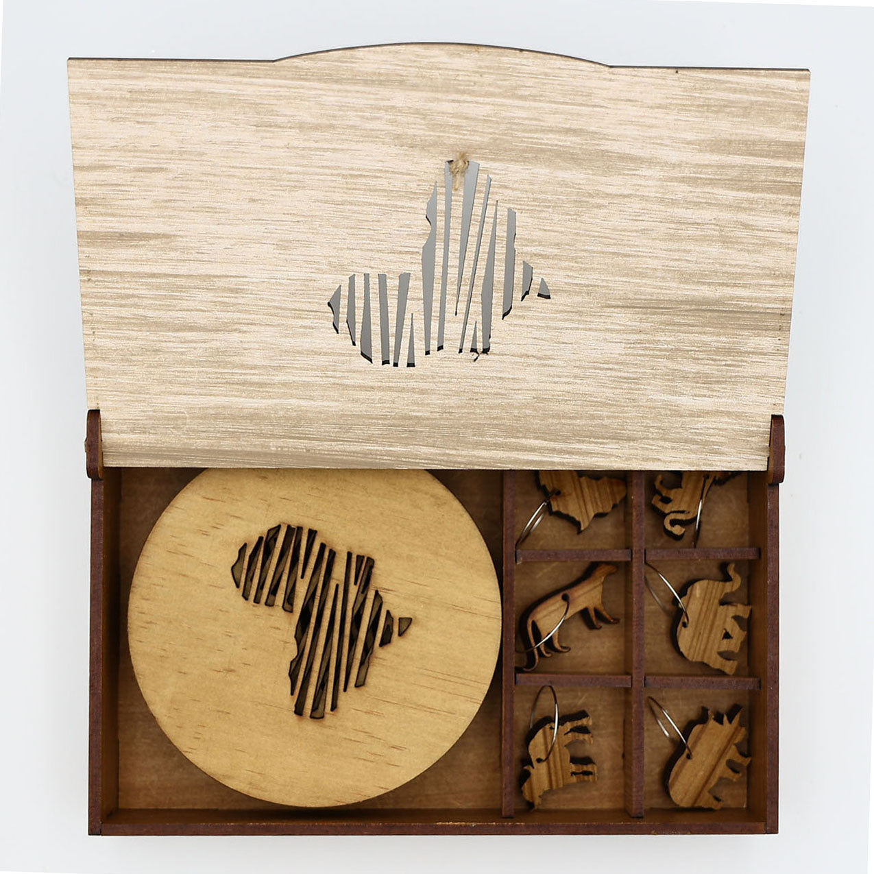 Africa Coasters & Big 5 Wine Glass Charms Combo