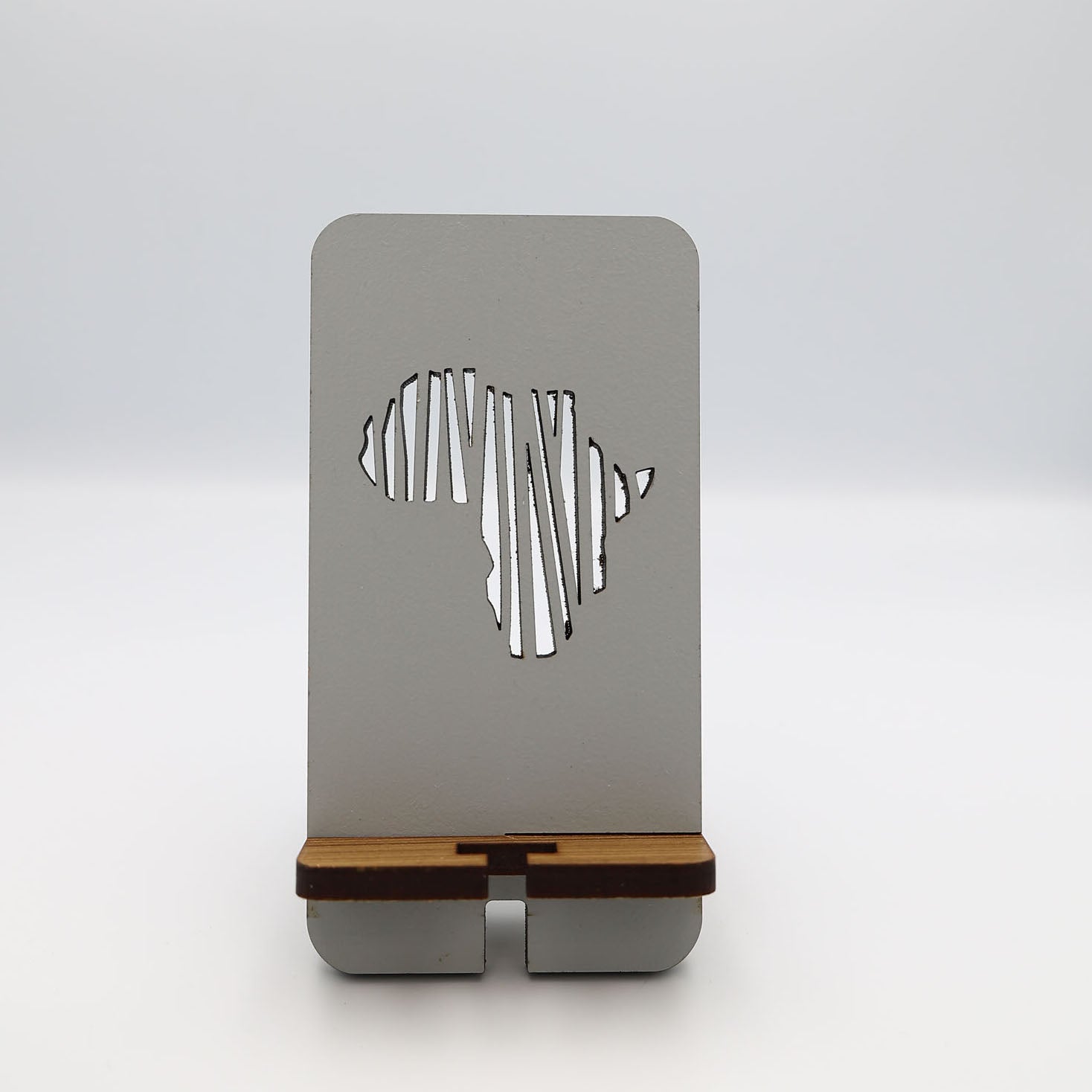 Africa Cut-out Phone Stand Grey