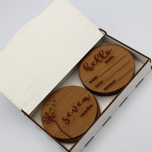 Baby Milestones Photo Props in Wooden Box
