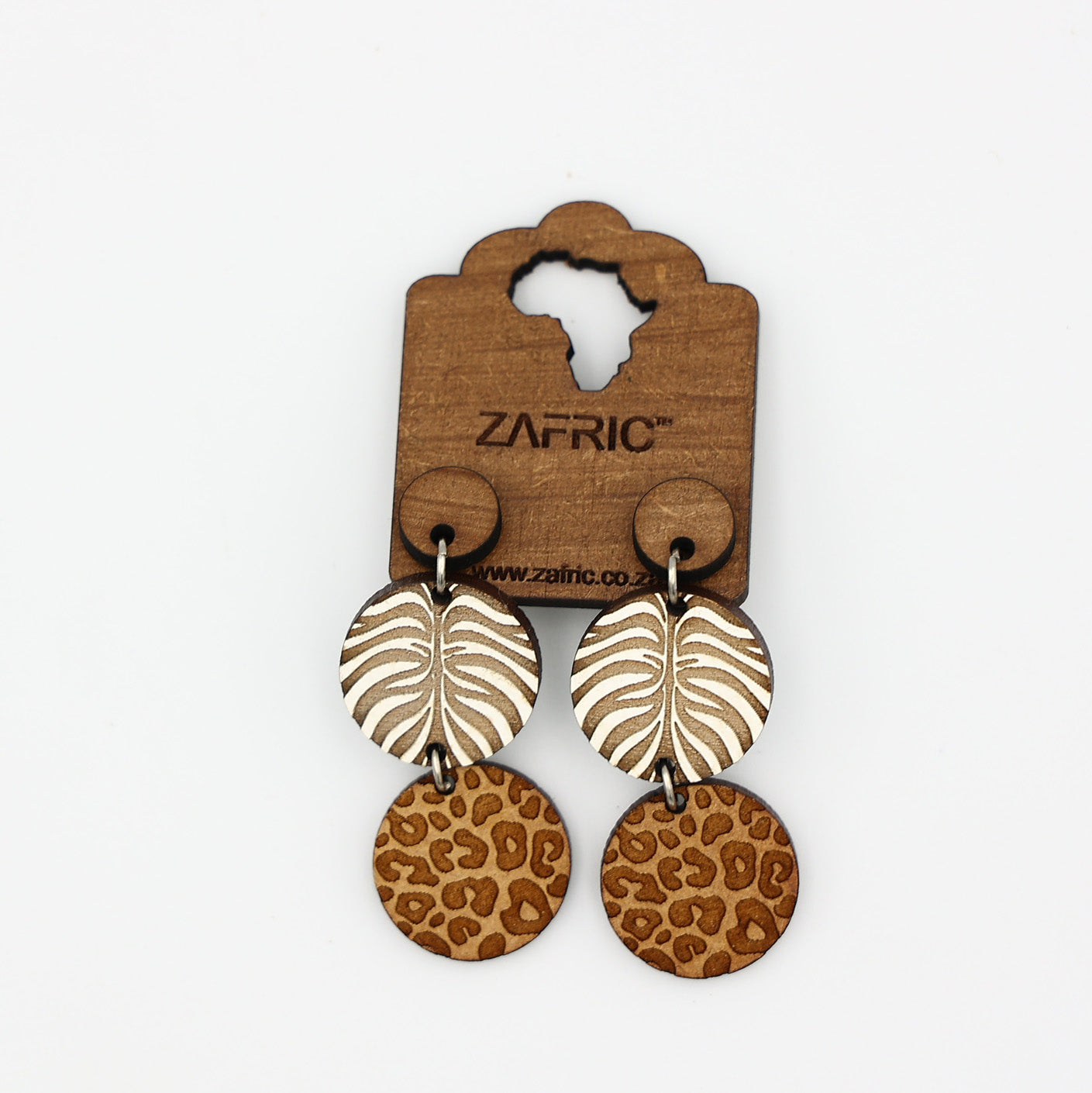 Wildlife Print Drop Earrings (Zebra and Leopard)