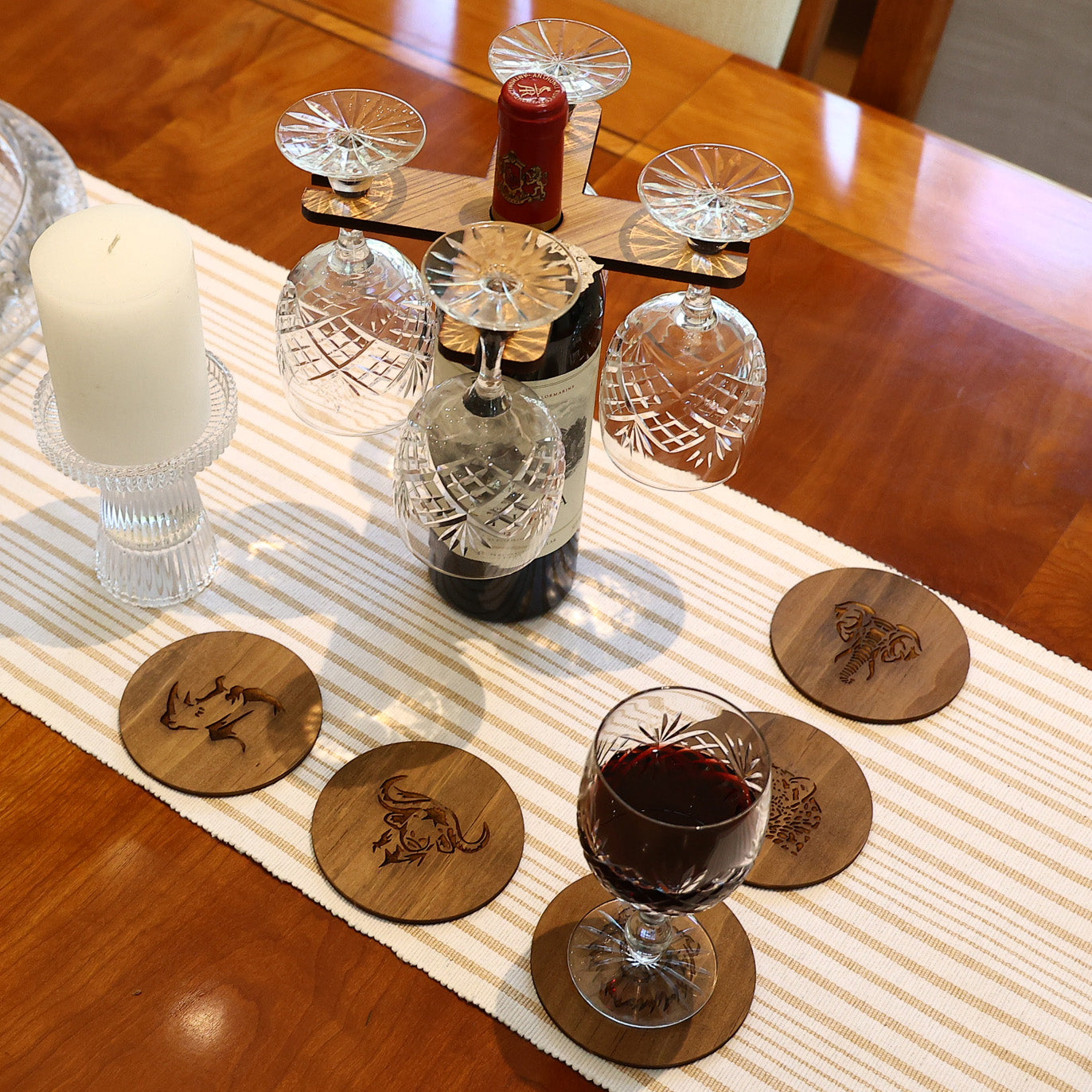 Wooden Wine Glass Holder (Assorted Designs) - Standard