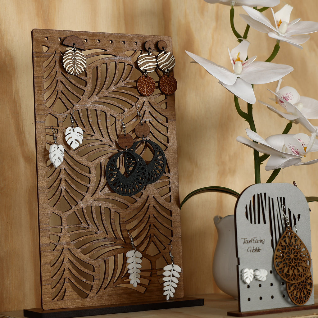 Leaf Earring Stand Wood