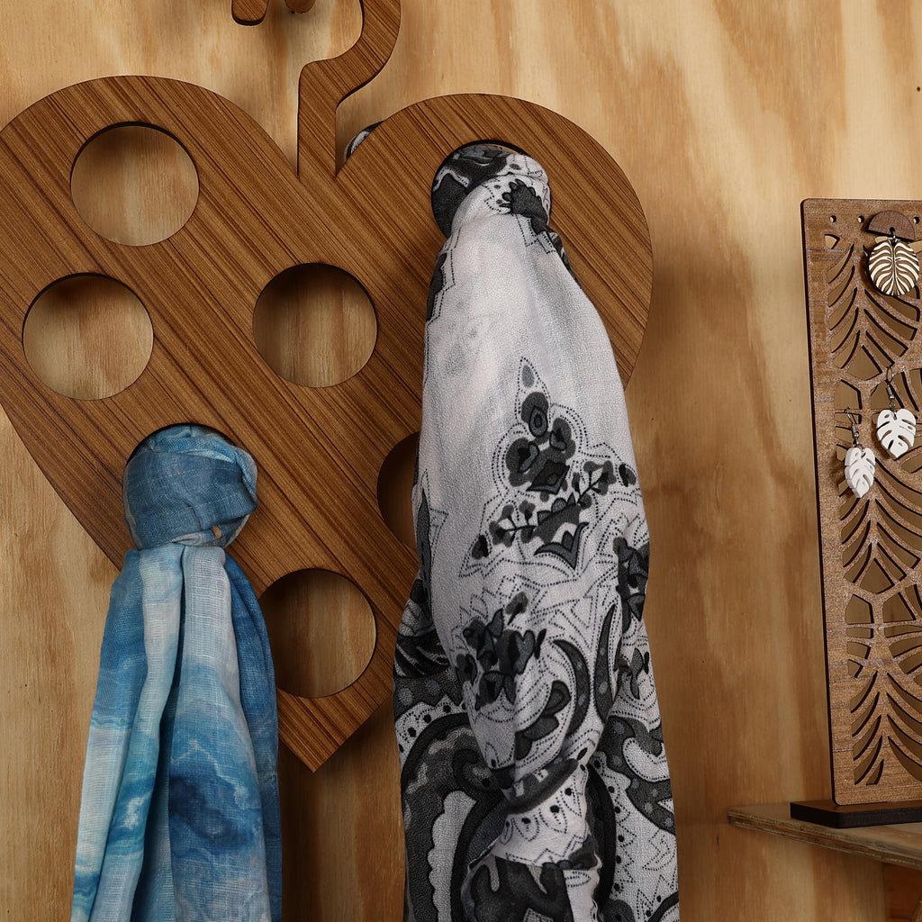Scarf Hanger Heart Wood