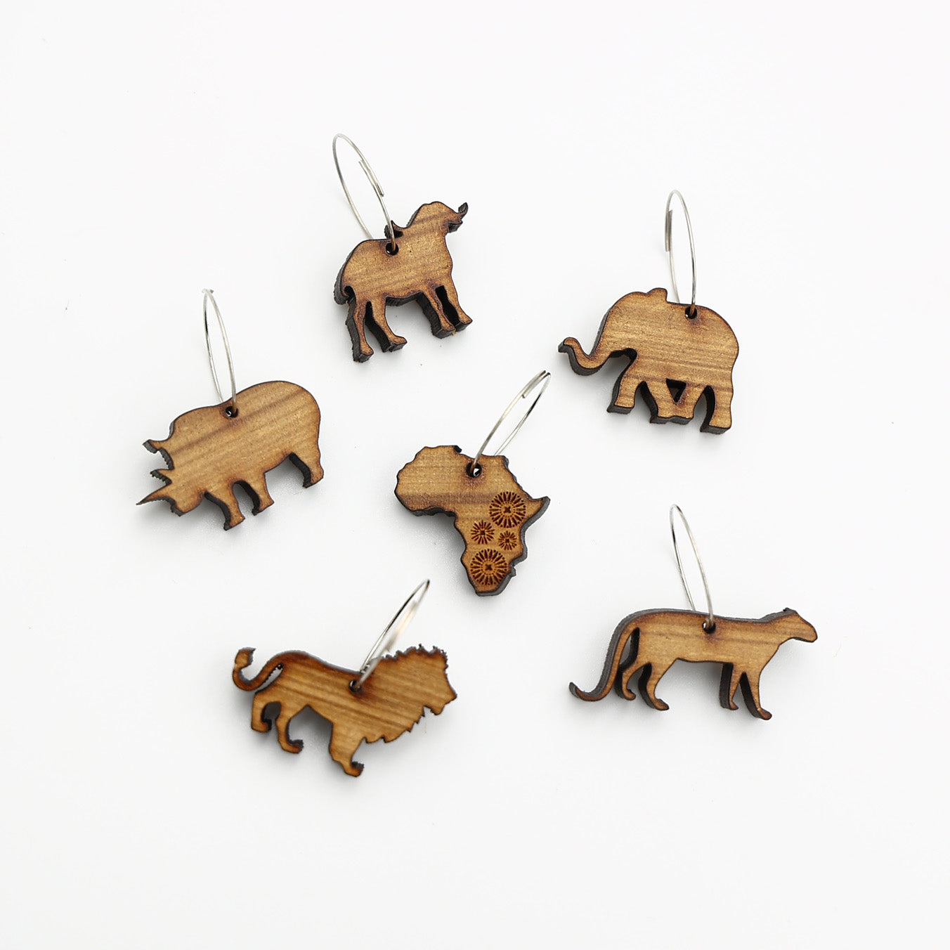 Africa Coasters & Big 5 Wine Glass Charms Combo