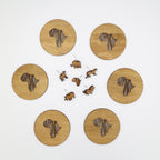 Africa Coasters & Big 5 Wine Glass Charms Combo
