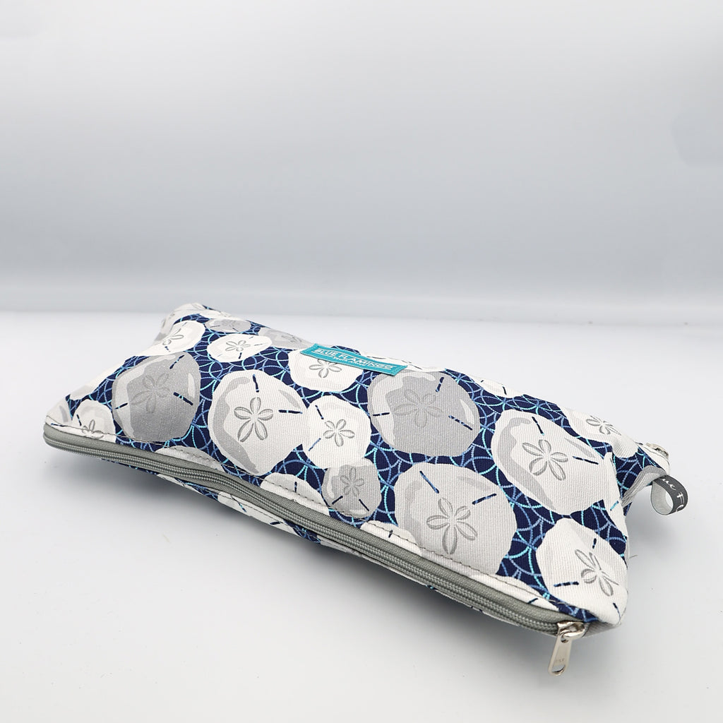 Double Pouch Pencil Case – Navy Grey Bubbles