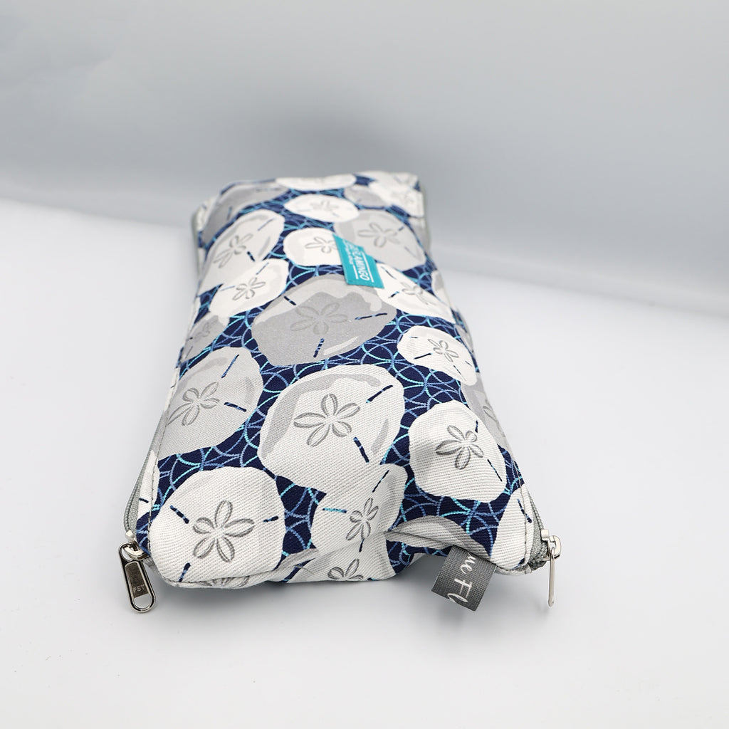 Double Pouch Pencil Case – Navy Grey Bubbles
