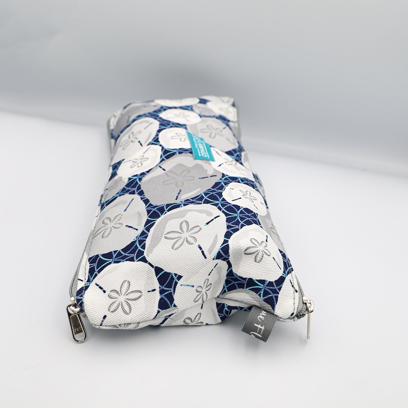 Double Pouch Pencil Case – Navy Grey Bubbles