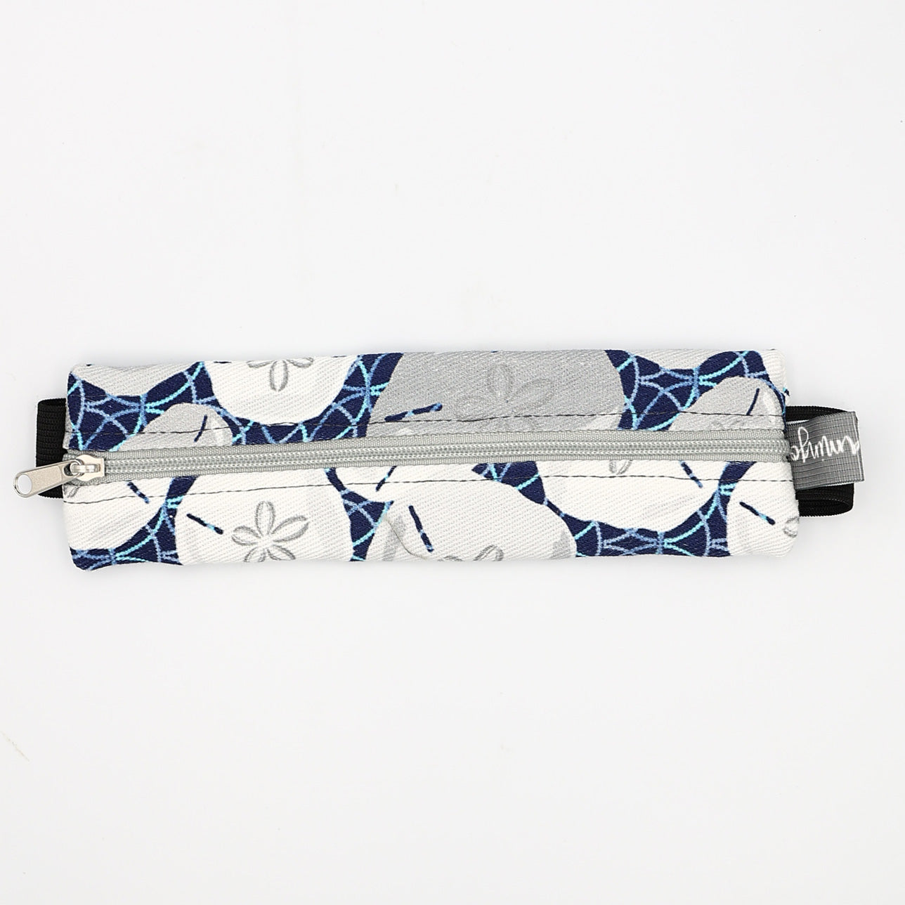 Elastic Bookmark & Pen Holder – Navy Grey Bubbles
