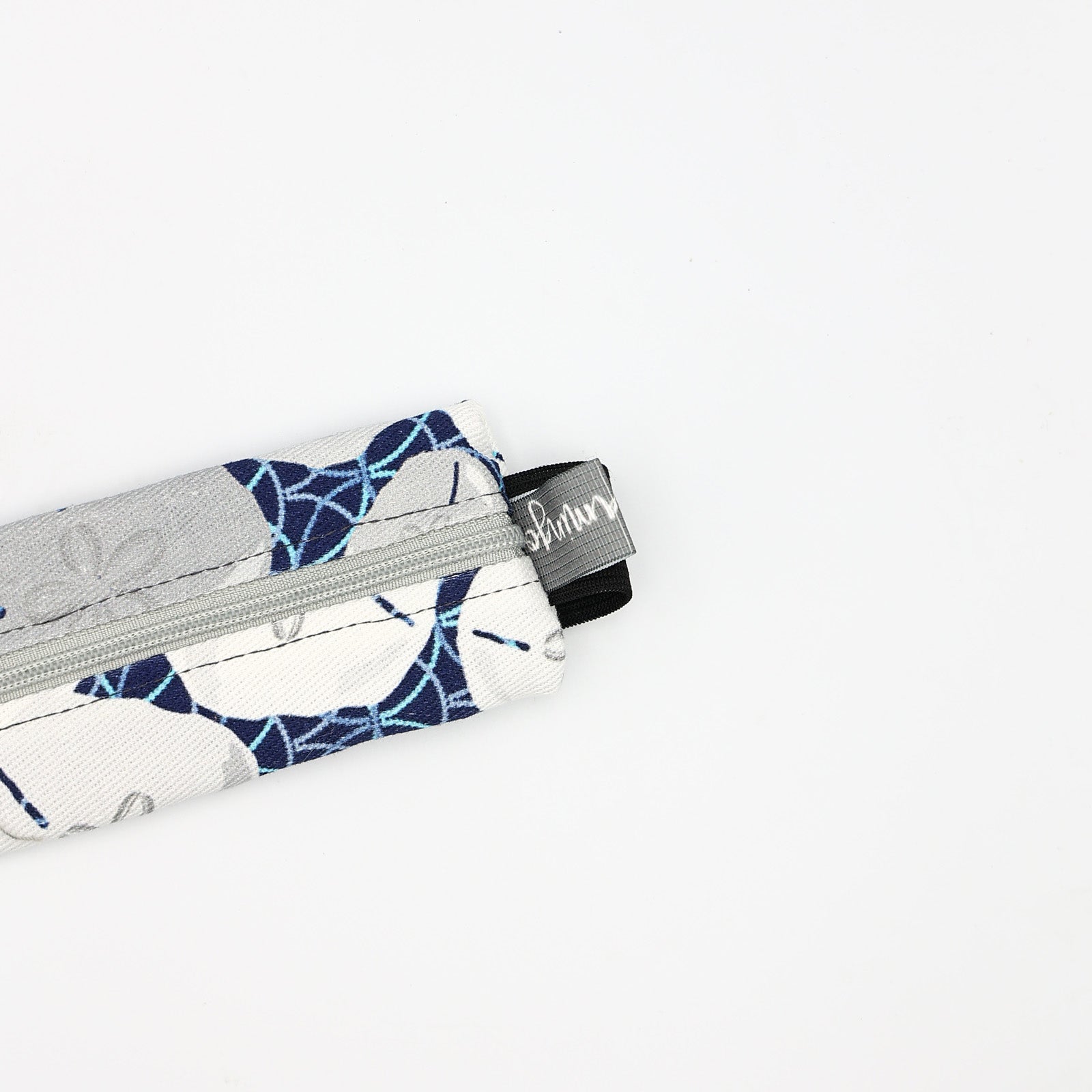 Elastic Bookmark & Pen Holder – Navy Grey Bubbles