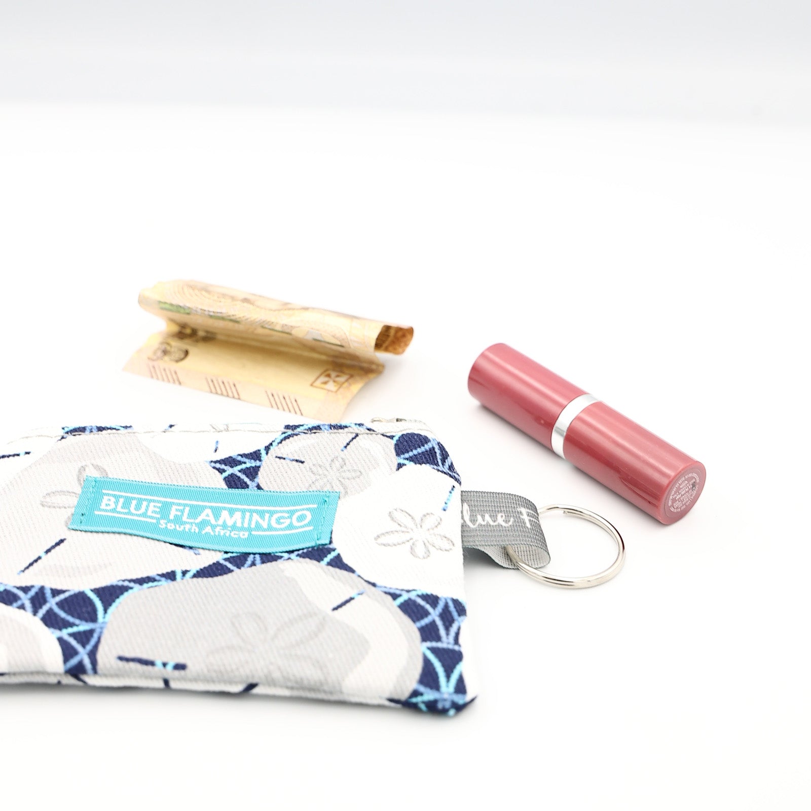 Keyring Cosmetic Bag – Navy Grey Bubbles
