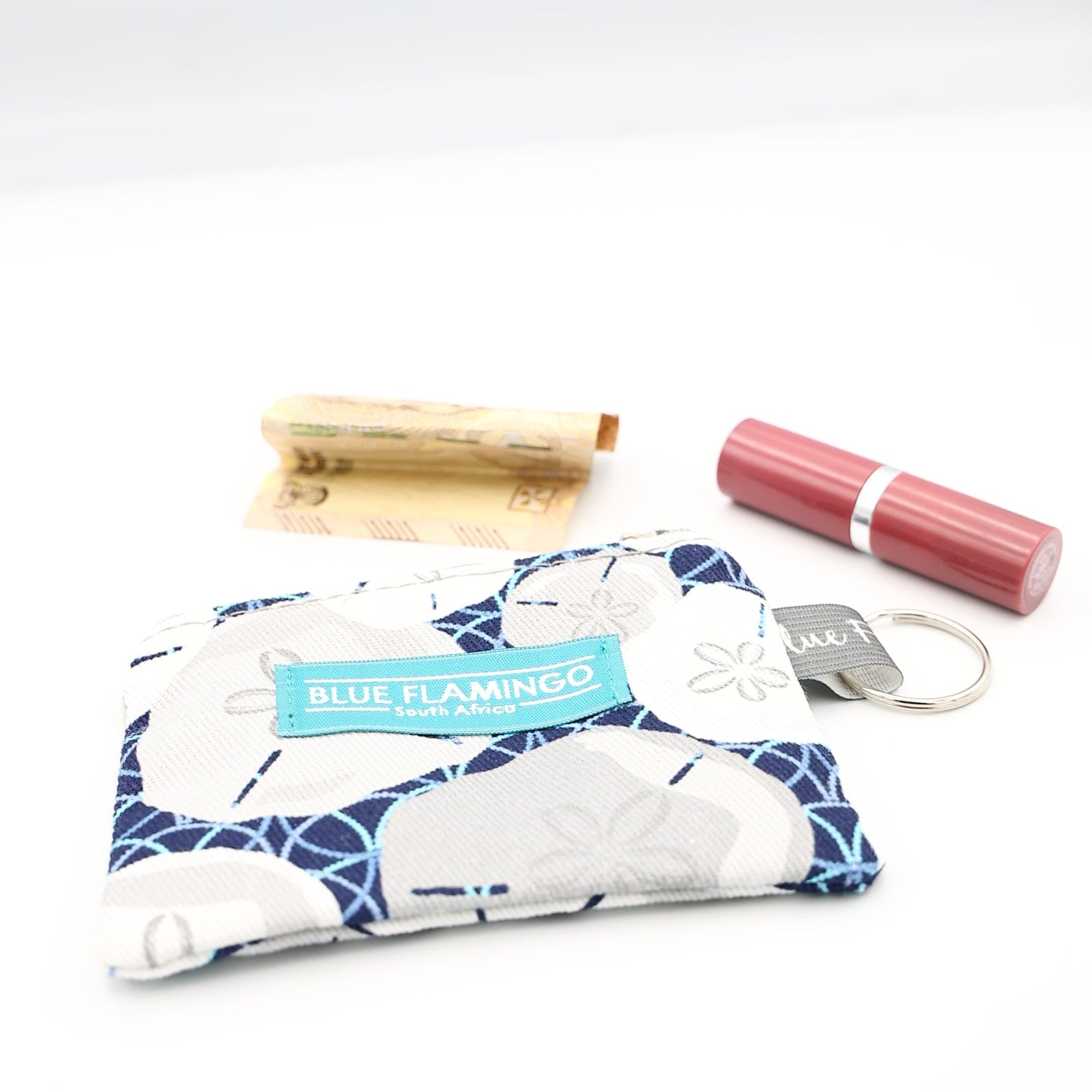 Keyring Cosmetic Bag – Navy Grey Bubbles