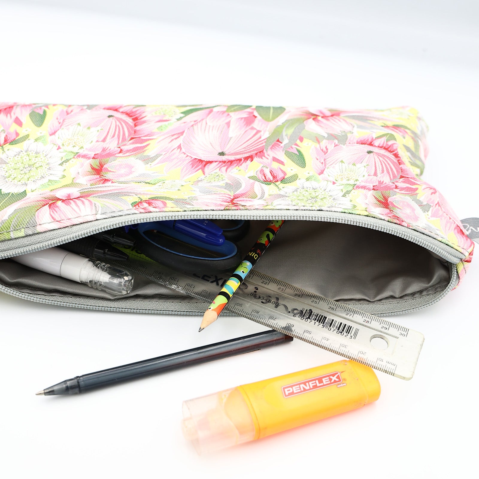 Double Pouch Pencil Case – Pink Protea