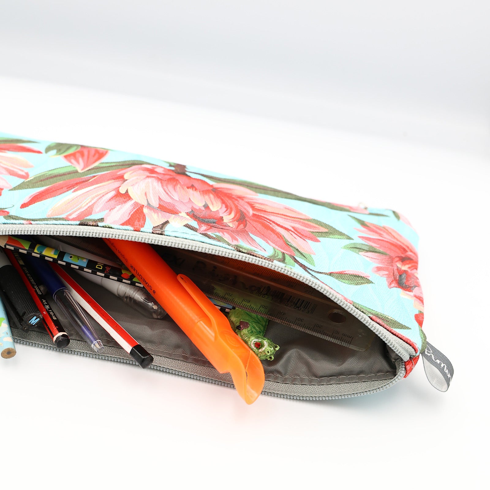 Double Pouch Pencil Case – Red Protea