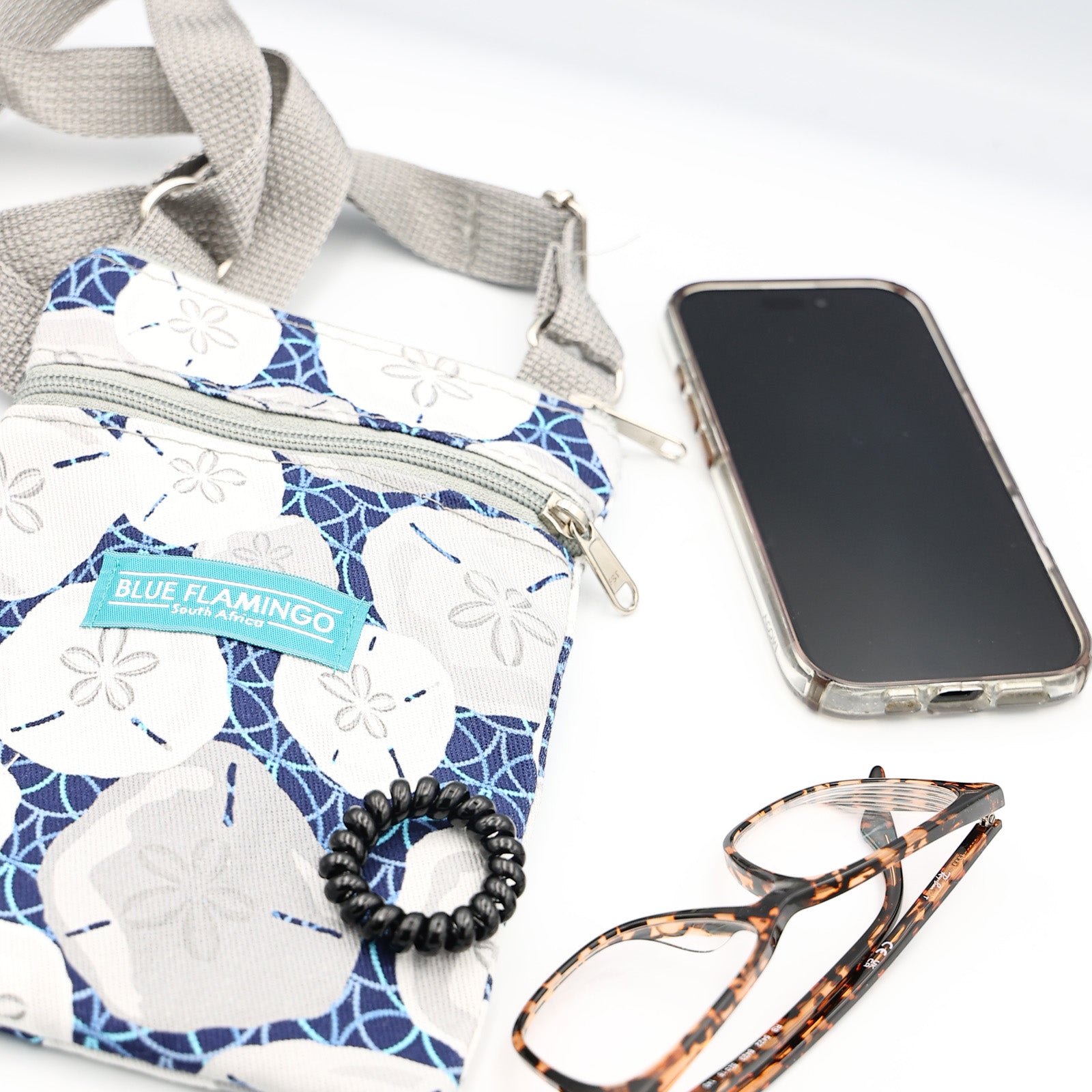 Mini Sling Bag – Navy Grey Bubbles