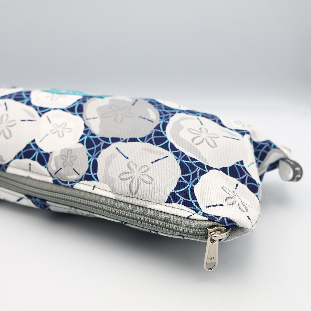 Double Pouch Pencil Case – Navy Grey Bubbles