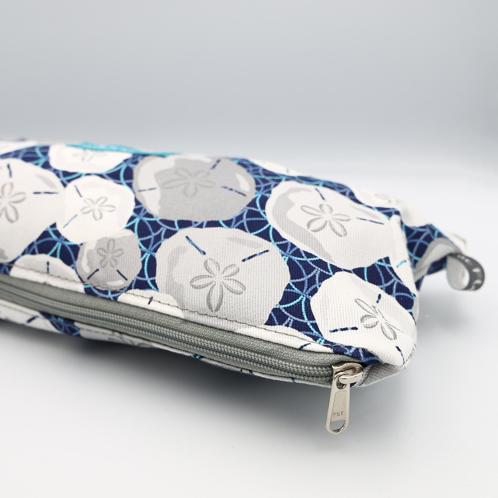 Double Pouch Pencil Case – Navy Grey Bubbles